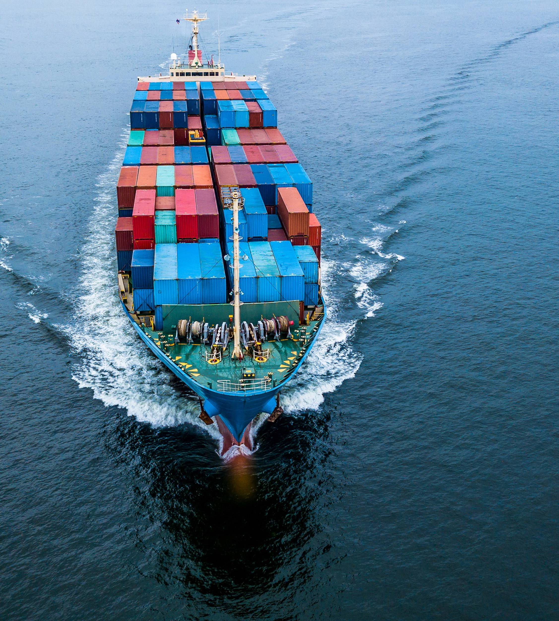 Container ship at sea