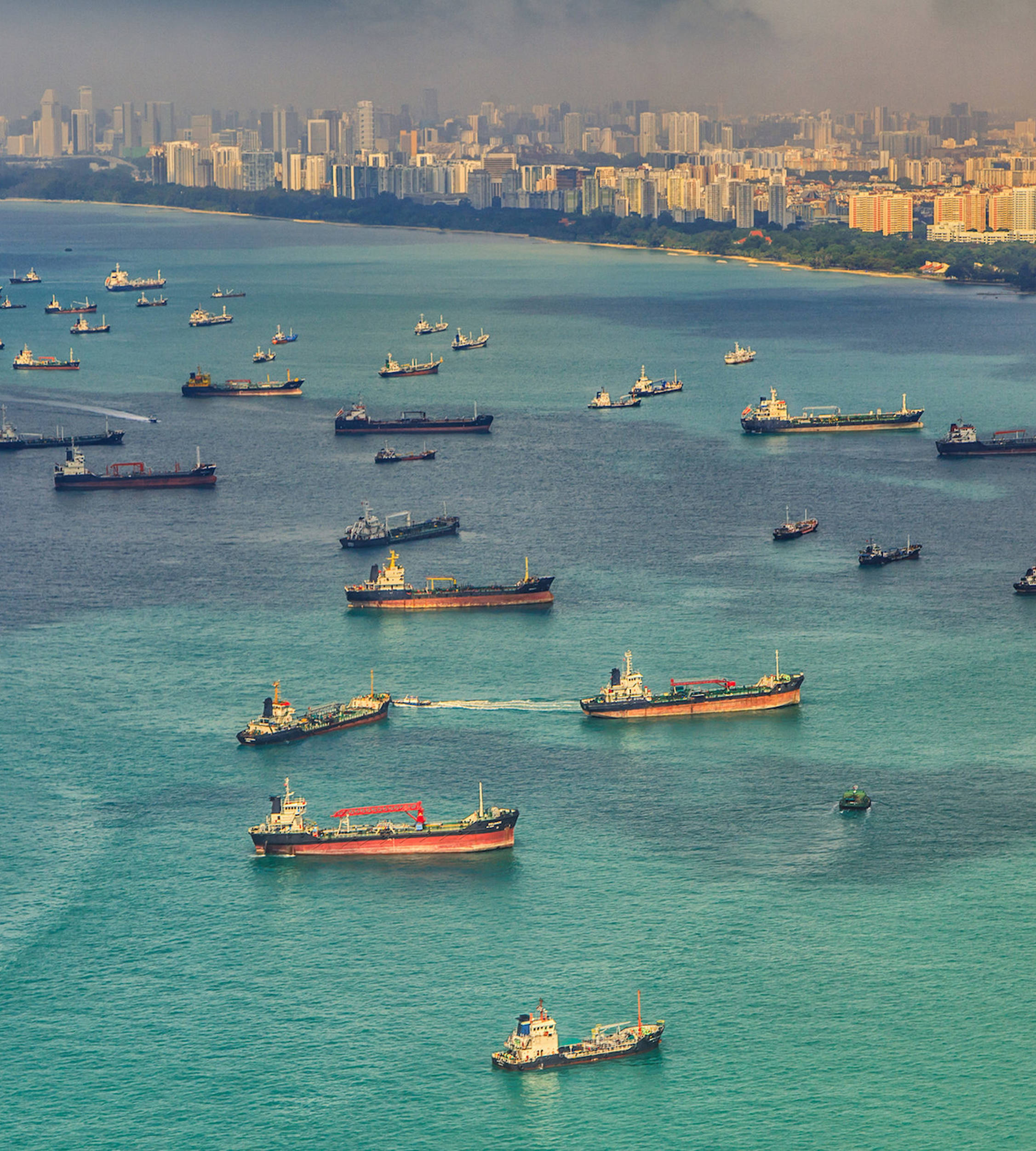 Several vessels at sea